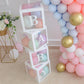 Partydekoration Ballonbox, Weiße Transparente Quadratische Ballonboxen mit Buchstaben für Jungen und Mädchen - Geburtstage - Partydekoration