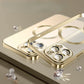 Clear magnetische Hülle für iPhone 13 Pro Max | Edelstahlrahmen Metall Optik Hülle Gold | Hülle mit MagSafe | Kameraschutz Eingebaut | Durchsichtig Silikon Case Ultra Dünn | Niemals Gelb | Handyhülle Anti Fingerabdruck Schutzhülle |